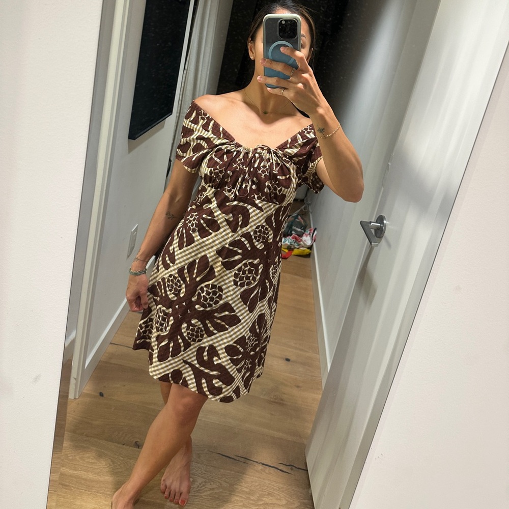 Vintage Manuhealii Brown Gingham Dress